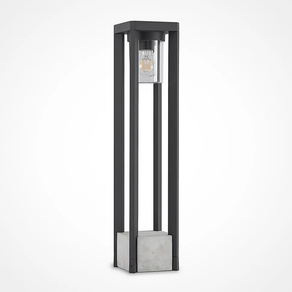 Lucande Kalisa tuinpadverlichting, E27, IP44, 70 cm, grijs, metaal