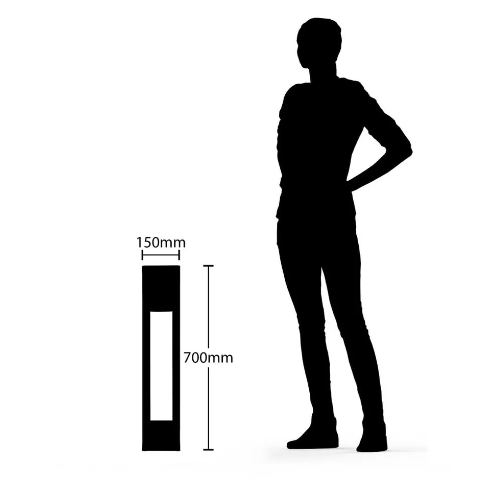 Lucande Kalisa tuinpadverlichting, E27, IP44, 70 cm, grijs, metaal