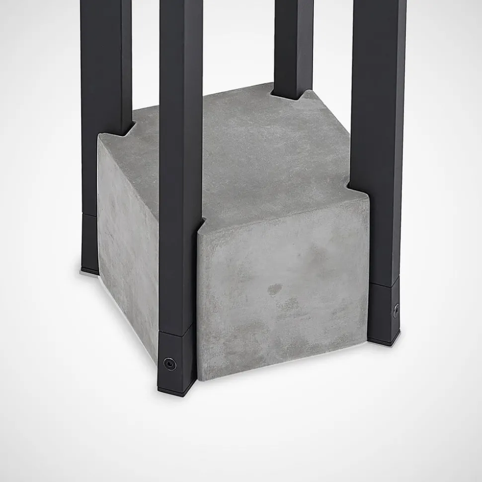 Lucande Kalisa tuinpadverlichting, E27, IP44, 70 cm, grijs, metaal