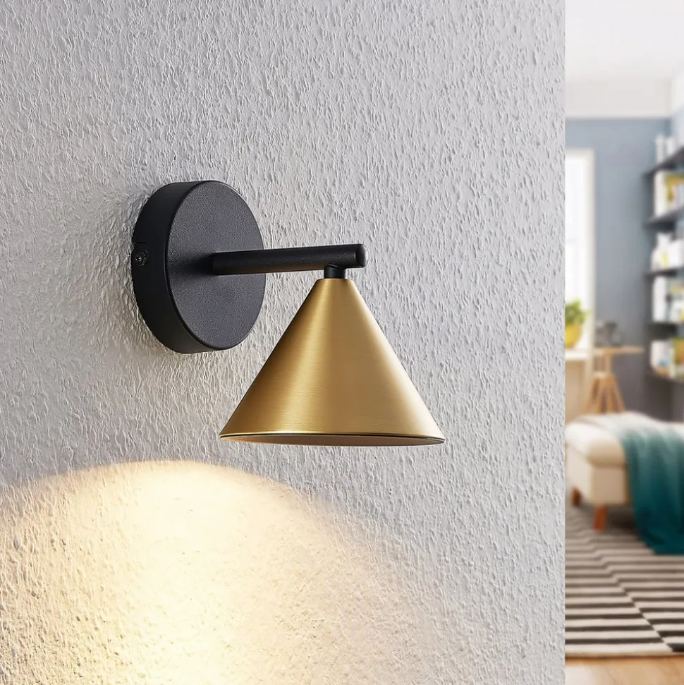 Lucande Kartio wandlamp, 1-lamp, messing