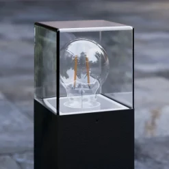 Lucande Keke sokkellamp, hoogte 30 cm, antraciet, aluminium