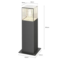 Lucande Keke sokkellamp, hoogte 30 cm, antraciet, aluminium