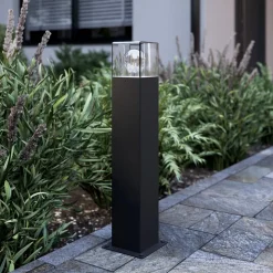 Lucande Keke sokkellamp, hoogte 50 cm, antraciet, aluminium