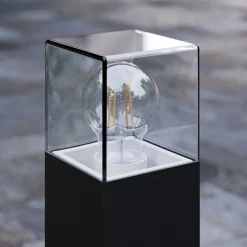 Lucande Keke sokkellamp, hoogte 50 cm, antraciet, aluminium