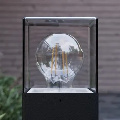 Lucande Keke sokkellamp, hoogte 50 cm, antraciet, aluminium