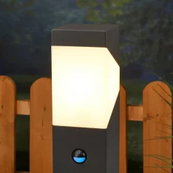 Lucande Kiran sokkellamp, 60 cm, sensor, grijs, IP44, E27