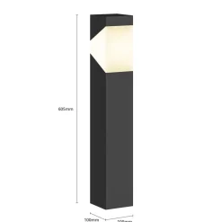 Lucande Kiran sokkellamp, 60 cm, grijs, metaal, IP44, E27