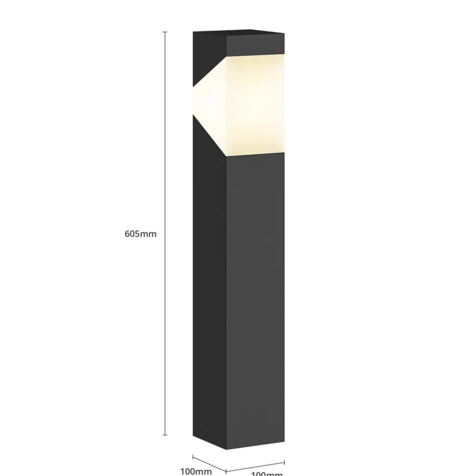 Lucande Kiran sokkellamp, 60 cm, grijs, metaal, IP44, E27