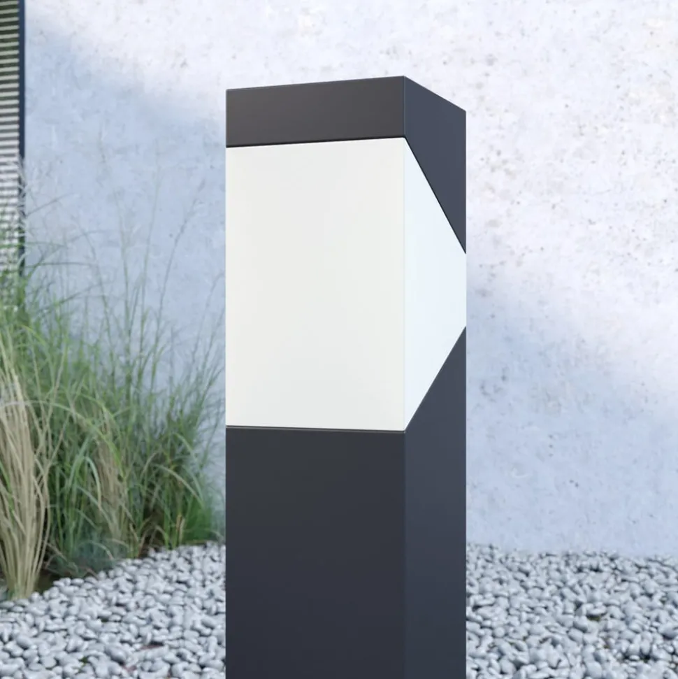 Lucande Kiran sokkellamp, 60 cm, grijs, metaal, IP44, E27