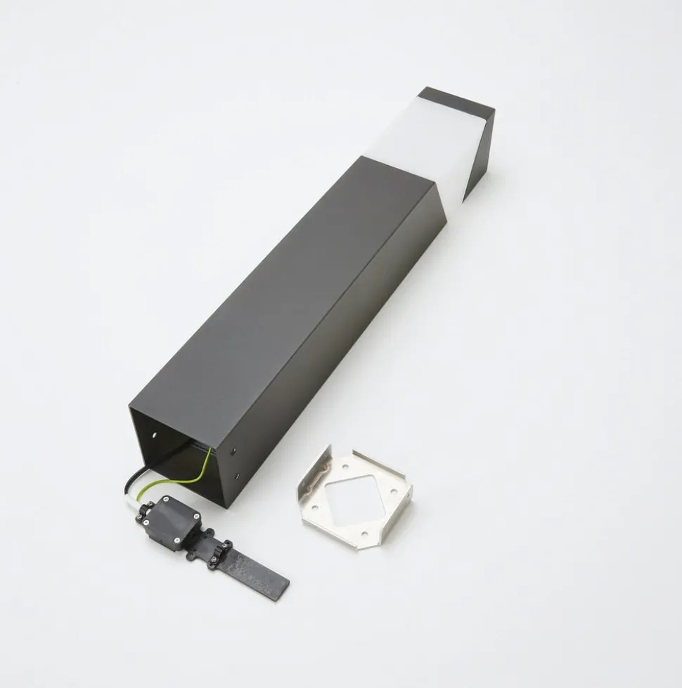 Lucande Kiran sokkellamp, 60 cm, grijs, metaal, IP44, E27