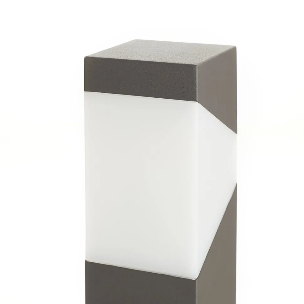 Lucande Kiran tuinpadverlichting, 100 cm, grijs, metaal, IP44, E27