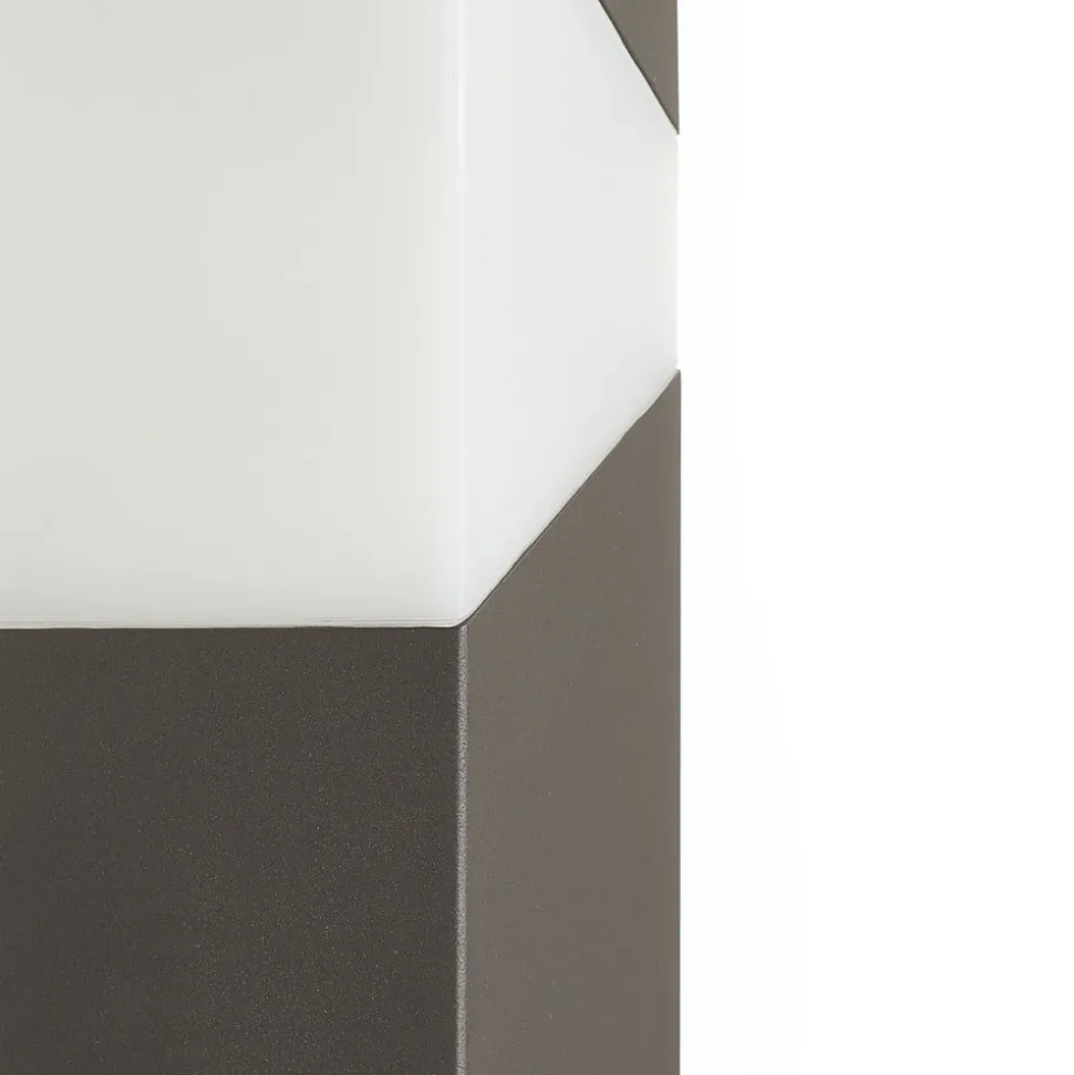 Lucande Kiran tuinpadverlichting, 100 cm, grijs, metaal, IP44, E27