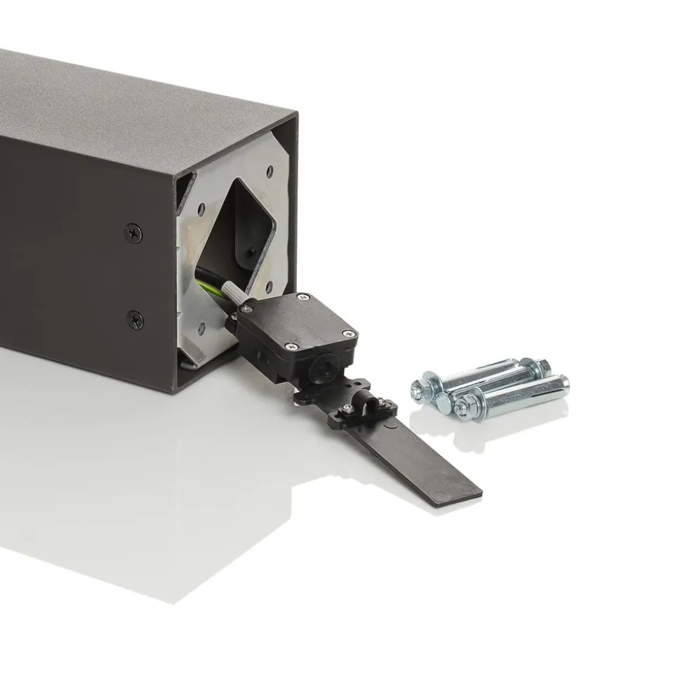 Lucande Kiran tuinpadverlichting, 100 cm, grijs, metaal, IP44, E27