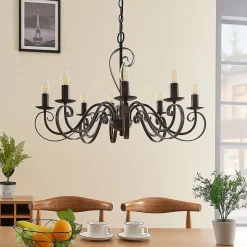 Lucande kroonluchter Caleb, 8-lamps, roestkleurig, metaal, E14