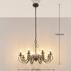 Lucande kroonluchter Caleb, 8-lamps, roestkleurig, metaal, E14