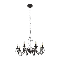 Lucande kroonluchter Caleb, 8-lamps, roestkleurig, metaal, E14