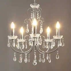 Lucande kroonluchter Solveig, Ø 60 cm, 5-lamps, chroom