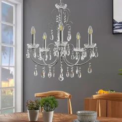 Lucande kroonluchter Solveig, Ø 60 cm, 5-lamps, chroom