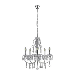 Lucande kroonluchter Solveig, Ø 60 cm, 5-lamps, chroom