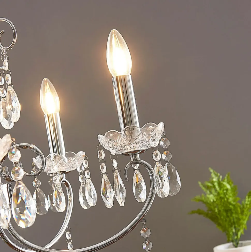 Lucande kroonluchter Solveig, Ø 60 cm, 5-lamps, chroom