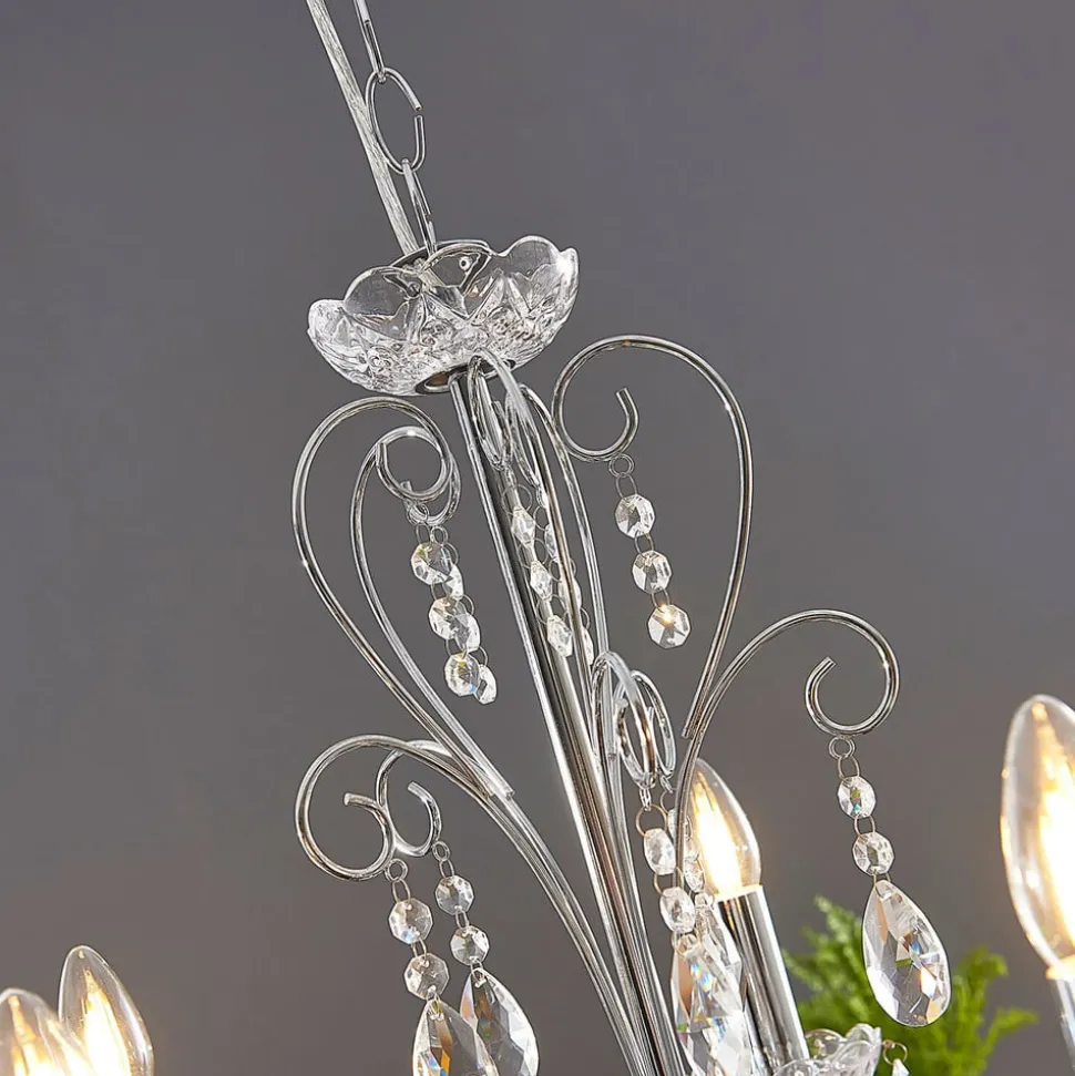 Lucande kroonluchter Solveig, Ø 60 cm, 5-lamps, chroom