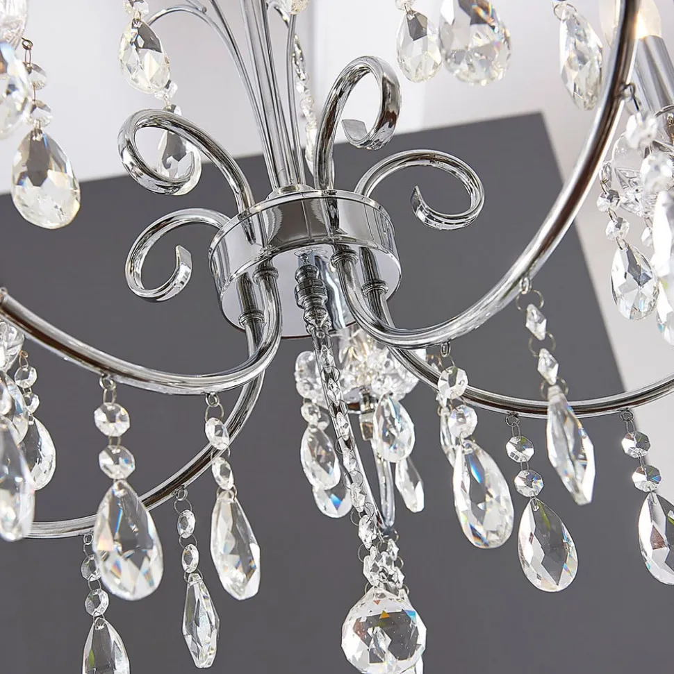 Lucande kroonluchter Solveig, Ø 60 cm, 5-lamps, chroom