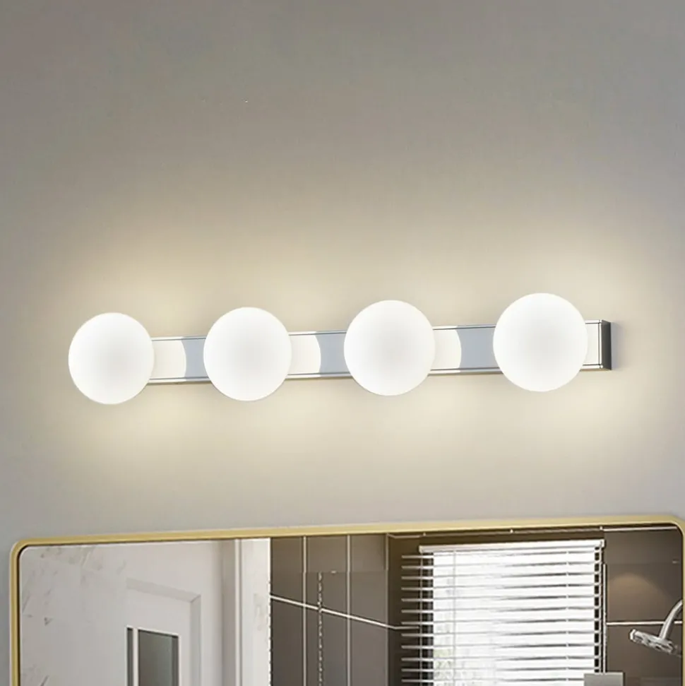 Lucande LED badkamer wandlamp Myrra, chroom, glas, 60 cm, IP44
