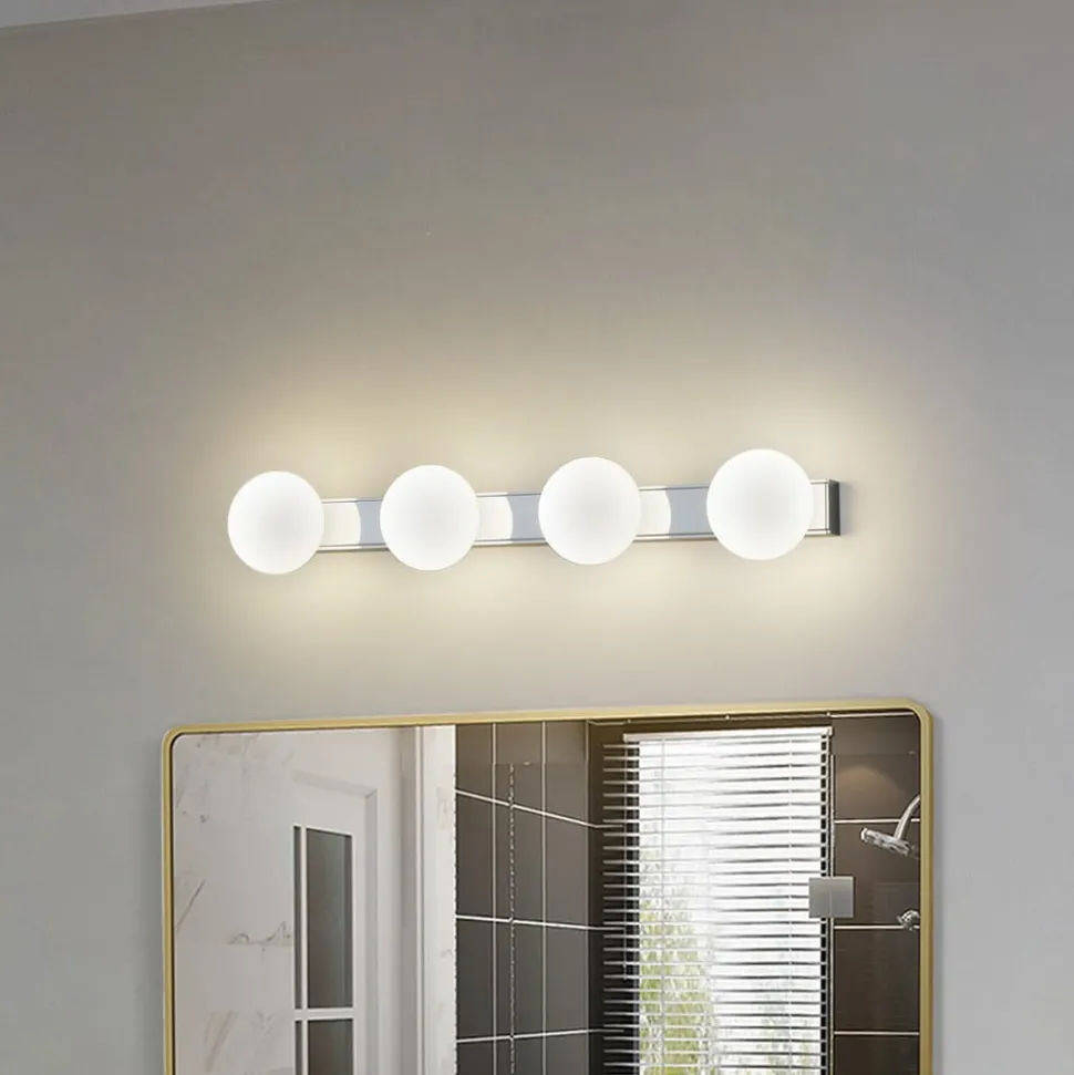 Lucande LED badkamer wandlamp Myrra, chroom, glas, 60 cm, IP44