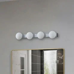 Lucande LED badkamer wandlamp Myrra, chroom, glas, 60 cm, IP44