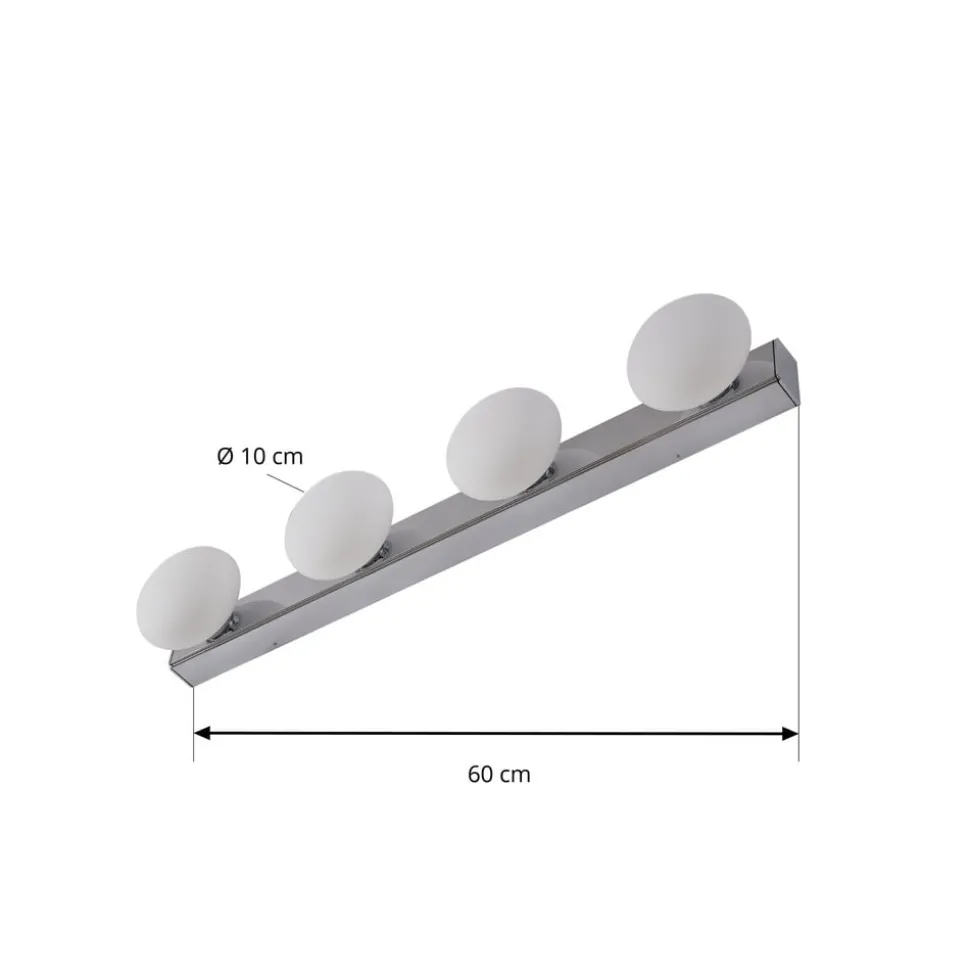 Lucande LED badkamer wandlamp Myrra, chroom, glas, 60 cm, IP44