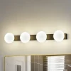 Lucande LED badkamer wandlamp Myrra, zwart, glas, 60 cm, IP44