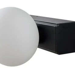 Lucande LED badkamer wandlamp Myrra, zwart, glas, 60 cm, IP44