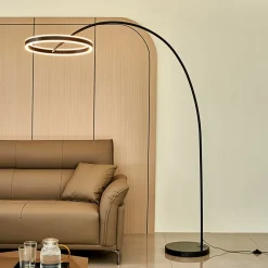 Lucande LED booglamp Jekta, zwart, 183 cm, dimbaar