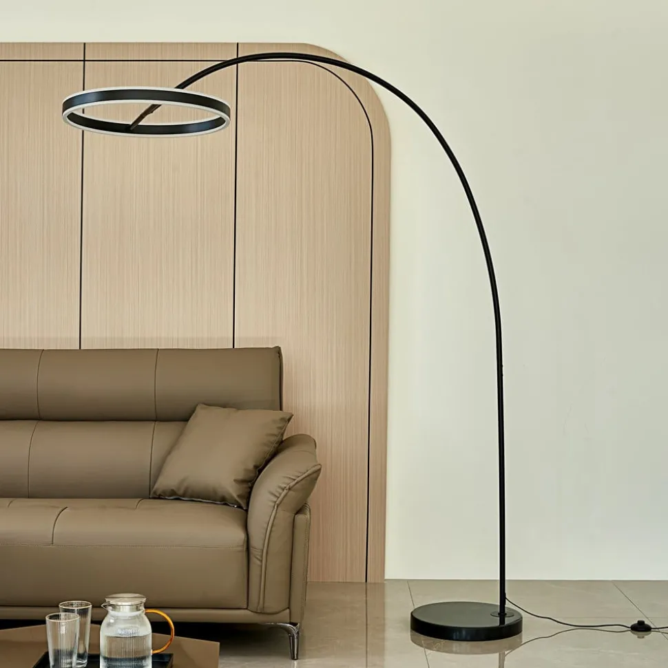 Lucande LED booglamp Jekta, zwart, 183 cm, dimbaar