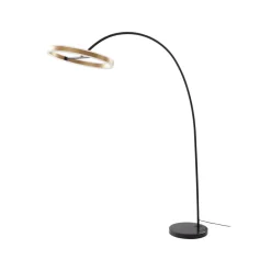 Lucande LED booglamp Jekta, messingkleurig, 183 cm, dimbaar