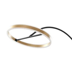 Lucande LED booglamp Jekta, messingkleurig, 183 cm, dimbaar