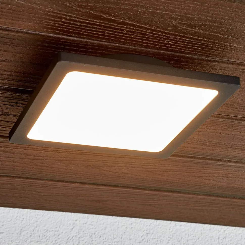 Lucande LED buiten plafondlamp Mabella, 23 cm, antraciet