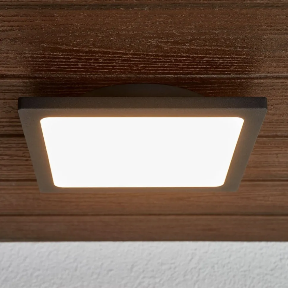 Lucande LED buiten plafondlamp Mabella, 23 cm, antraciet