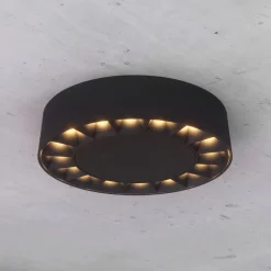 Lucande LED buiten plafondlamp Kelissa, rond, zwart