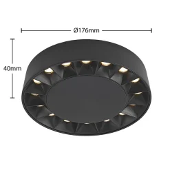 Lucande LED buiten plafondlamp Kelissa, rond, zwart