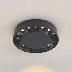 Lucande LED buiten plafondlamp Kelissa, rond, zwart