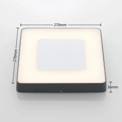 Lucande LED buiten plafondlamp Sora, hoekig, sensor, IP54