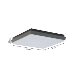 Lucande LED buiten plafondlamp Amra, 30 cm, hoekig, antraciet