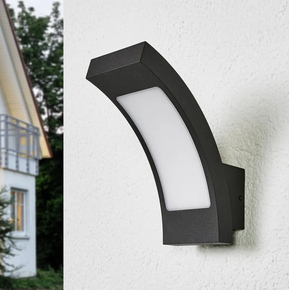 Lucande LED buiten wandlamp Juvia, 19 cm, antraciet, IP54