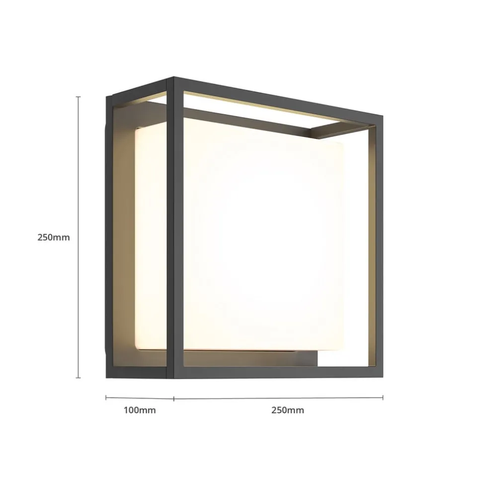 Lucande LED buiten wandlamp Ilirian, antraciet, aluminium, 25 cm