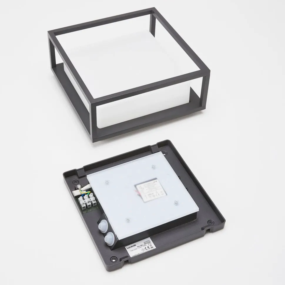 Lucande LED buiten wandlamp Ilirian, antraciet, aluminium, 25 cm