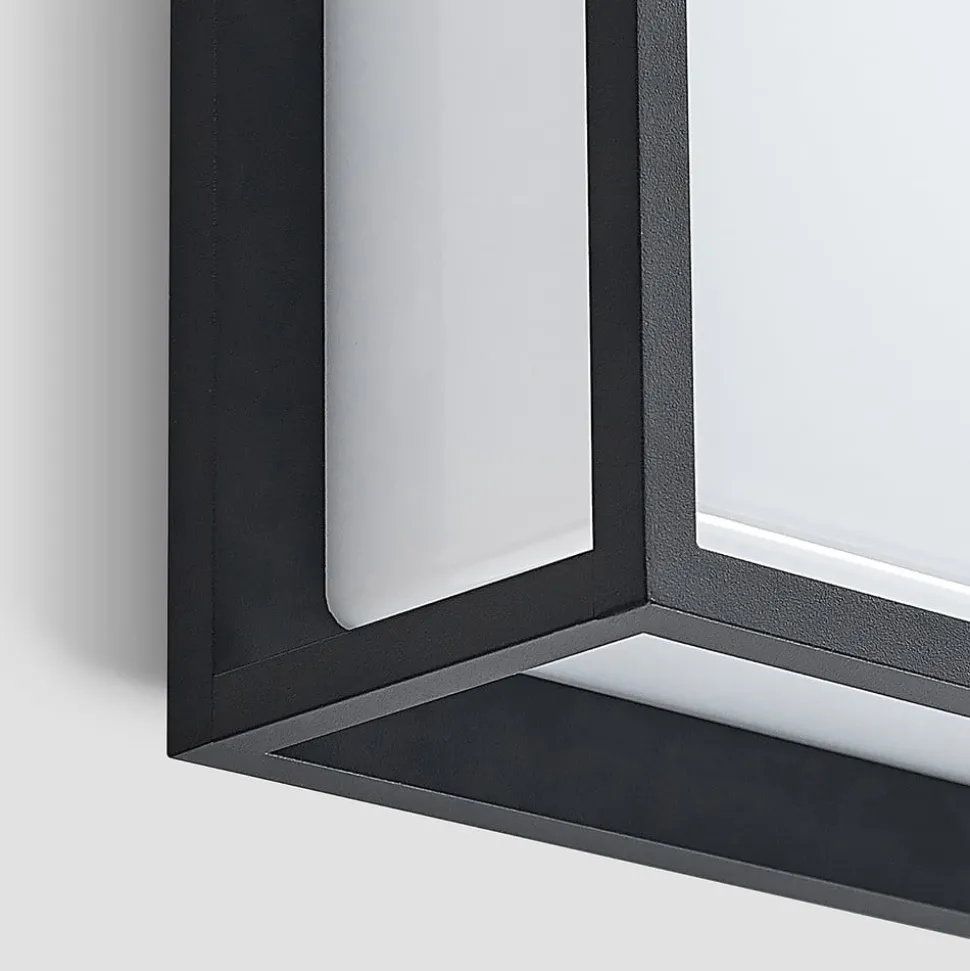 Lucande LED buiten wandlamp Ilirian, antraciet, aluminium, 25 cm