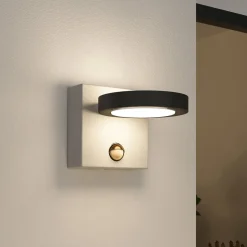 Lucande LED buiten wandlamp Belna, beton, sensor, IP54