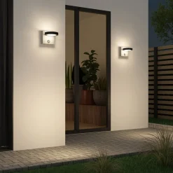 Lucande LED buiten wandlamp Belna, beton, sensor, IP54