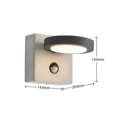 Lucande LED buiten wandlamp Belna, beton, sensor, IP54